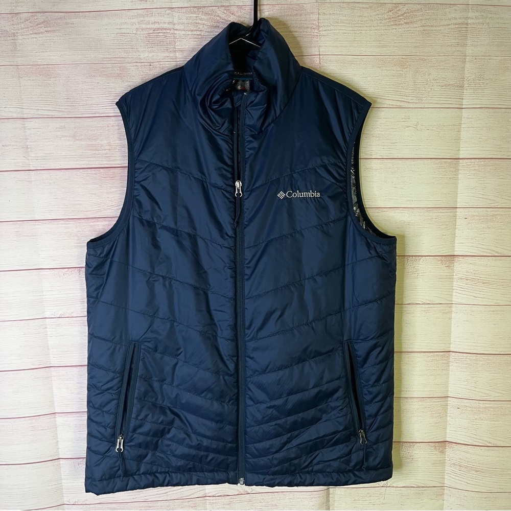 Columbia Blue Omni- Heat Insulated Puffer Zipper Vest Size Medium
